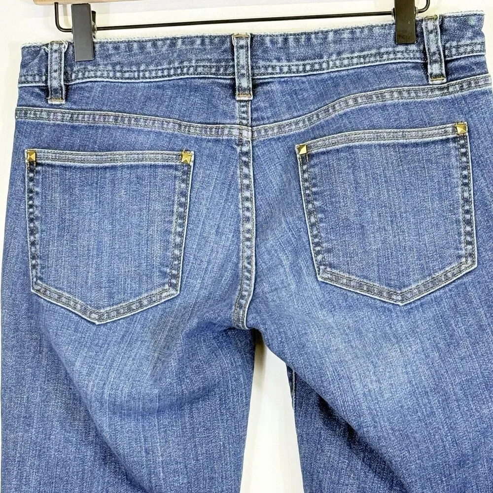 Tory Burch Super Skinny Jeans Womens‎ 28 Blue Studded Denim Rocker Chic Glam